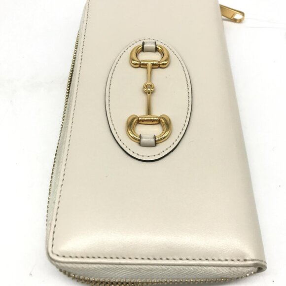 Authentic Gucci Horsebit Cream Zip Around Leather Gold Hardware - Picture 8 of 10